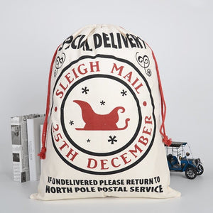 Darrahopens Occasions > Christmas Large Christmas XMAS Hessian Santa Sack Stocking Bag Reindeer Children Gifts Bag, Cream - Sleigh Mail (3)