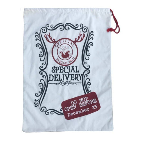 Darrahopens Occasions > Christmas Large Christmas XMAS Hessian Santa Sack Stocking Bag Reindeer Children Gifts Bag, Cream - Sleigh Mail