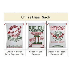 Darrahopens Occasions > Christmas Large Christmas XMAS Hessian Santa Sack Stocking Bag Reindeer Children Gifts Bag, Cream - Sleigh Mail