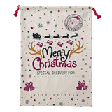 Darrahopens Occasions > Christmas Large Christmas XMAS Hessian Santa Sack Stocking Bag Reindeer Children Gifts Bag, Cream - Snowflakes Reindeer