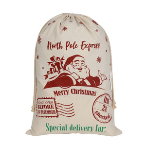Darrahopens Occasions > Christmas Large Christmas XMAS Hessian Santa Sack Stocking Bag Reindeer Children Gifts Bag, Cream - Snowflakes Santa