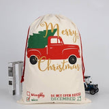 Darrahopens Occasions > Christmas Large Christmas XMAS Hessian Santa Sack Stocking Bag Reindeer Children Gifts Bag, Cream - Tree In Truck