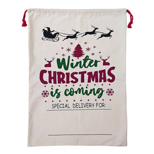 Darrahopens Occasions > Christmas Large Christmas XMAS Hessian Santa Sack Stocking Bag Reindeer Children Gifts Bag, Cream - Winter Is Coming