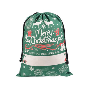 Darrahopens Occasions > Christmas Large Christmas XMAS Hessian Santa Sack Stocking Bag Reindeer Children Gifts Bag, Green - Reindeer Gift