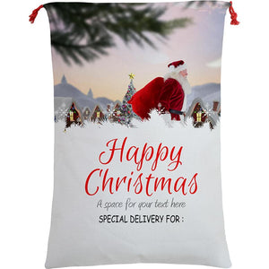 Darrahopens Occasions > Christmas Large Christmas XMAS Hessian Santa Sack Stocking Bag Reindeer Children Gifts Bag, Santa On The Way