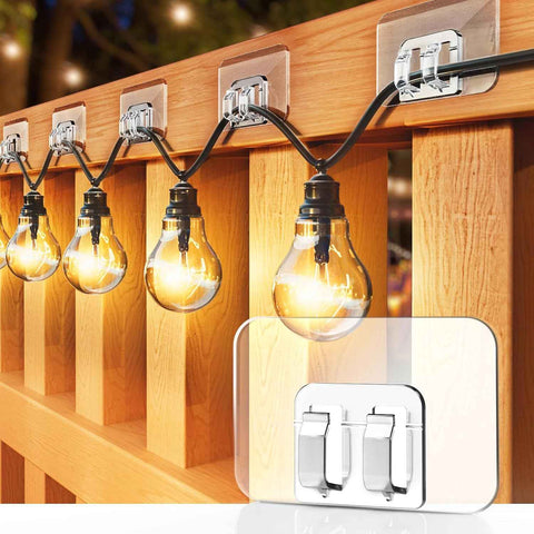 Darrahopens Occasions > Christmas > Outdoor Decorations & Lights 100PCS Heavy Duty Clear Adhesive Hooks for Outdoor String Lights, Cable Management Clips, Waterproof & UV-Resistant Wire Organizer for Holiday Decor (Transparent)