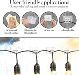 Darrahopens Occasions > Christmas > Outdoor Decorations & Lights 100PCS Heavy Duty Clear Adhesive Hooks for Outdoor String Lights, Cable Management Clips, Waterproof & UV-Resistant Wire Organizer for Holiday Decor (Transparent)