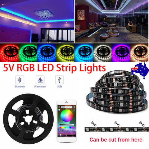 Darrahopens Occasions > Christmas > Outdoor Decorations & Lights 5V RGB LED Strip Lights IP65 Waterproof 5050 5M 10M 20M 300 LEDs USB Bluetooth