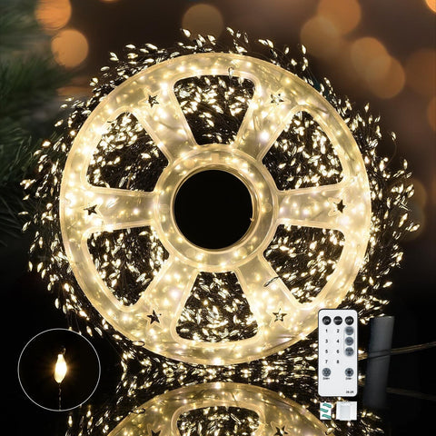 Darrahopens Occasions > Christmas > Outdoor Decorations & Lights 900 LED Warm White USB Fairy String Lights with Remote, 30m Black Wire, IP44 Waterproof 8-Mode Twinkle Lights with Timer for Christmas Bedroom Wreath Decor