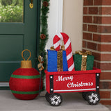 Darrahopens Occasions > Christmas > Outdoor Decorations & Lights Christabelle Christmas Cart Display w/Candy Cane & Presents Warm White LED Lights Wire Frame Structure Indoor & Outdoor