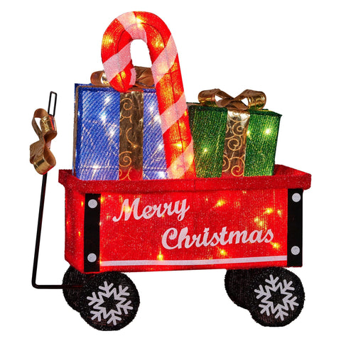 Darrahopens Occasions > Christmas > Outdoor Decorations & Lights Christabelle Christmas Cart Display w/Candy Cane & Presents Warm White LED Lights Wire Frame Structure Indoor & Outdoor