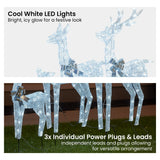 Darrahopens Occasions > Christmas > Outdoor Decorations & Lights Christabelle Christmas Reindeer Display Set 3 Indoor & Outdoor Decorations Acrylic Beads Cool White LED Lights Silver