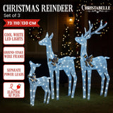 Darrahopens Occasions > Christmas > Outdoor Decorations & Lights Christabelle Christmas Reindeer Display Set 3 Indoor & Outdoor Decorations Acrylic Beads Cool White LED Lights Silver