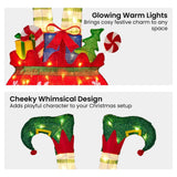 Darrahopens Occasions > Christmas > Outdoor Decorations & Lights Christabelle Elf in Gift Sack Christmas Display Warm White LED Lights 86cm for Decoration w/Wire Frame Construction