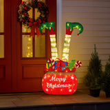 Darrahopens Occasions > Christmas > Outdoor Decorations & Lights Christabelle Elf in Gift Sack Christmas Display Warm White LED Lights 86cm for Decoration w/Wire Frame Construction