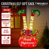 Darrahopens Occasions > Christmas > Outdoor Decorations & Lights Christabelle Elf in Gift Sack Christmas Display Warm White LED Lights 86cm for Decoration w/Wire Frame Construction