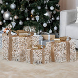Darrahopens Occasions > Christmas > Outdoor Decorations & Lights Christabelle Set of 3 Battery Operated Golden Christmas Gift Boxes w/Warm White LED Lights Indoor Decorative Holiday