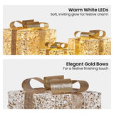 Darrahopens Occasions > Christmas > Outdoor Decorations & Lights Christabelle Set of 3 Battery Operated Golden Christmas Gift Boxes w/Warm White LED Lights Indoor Decorative Holiday
