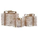 Darrahopens Occasions > Christmas > Outdoor Decorations & Lights Christabelle Set of 3 Battery Operated Golden Christmas Gift Boxes w/Warm White LED Lights Indoor Decorative Holiday