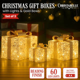 Darrahopens Occasions > Christmas > Outdoor Decorations & Lights Christabelle Set of 3 Battery Operated Golden Christmas Gift Boxes w/Warm White LED Lights Indoor Decorative Holiday