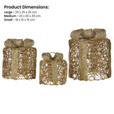 Darrahopens Occasions > Christmas > Outdoor Decorations & Lights Christabelle Set of 3 Battery Operated Golden Cylindrical Christmas Gift Boxes w/Warm LED Lights Indoor Holiday Present