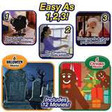 Darrahopens Occasions > Christmas > Outdoor Decorations & Lights Festival LED Window Projector with 12 Holiday Movies for Christmas & Halloween