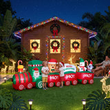 Darrahopens Occasions > Christmas > Outdoor Decorations & Lights Jingle Jollys Christmas Inflatable Santa Train 3.6M Length LED Decorations Illuminated In Australia - Darrahopens