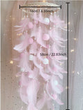 Darrahopens Occasions > Christmas > Outdoor Decorations & Lights Pink Boho Pom Pom Feather Dreamcatcher - Whimsical Hanging Mobile for Girls Bedroom & Nursery Decor