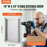 Darrahopens Occasions > Christmas > Outdoor Decorations & Lights VEVOR BBQ Access Door, 457x610 mm Single Outdoor Kitchen Door, Stainless Steel Flush Mount Door, Wall Vertical Door with Handle, for BBQ Island, Grilling Station, Outside Cabinet