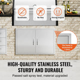 Darrahopens Occasions > Christmas > Outdoor Decorations & Lights VEVOR BBQ Access Door, 889x610 mm Double Outdoor Kitchen Door, Stainless Steel Flush Mount Door, Wall Vertical Door with Handles, for BBQ Island, Grilling Station, Outside Cabinet