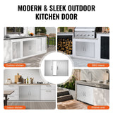 Darrahopens Occasions > Christmas > Outdoor Decorations & Lights VEVOR BBQ Access Door, 889x610 mm Double Outdoor Kitchen Door, Stainless Steel Flush Mount Door, Wall Vertical Door with Handles, for BBQ Island, Grilling Station, Outside Cabinet