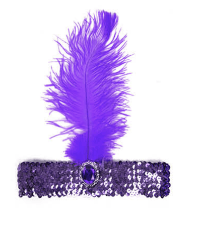 Darrahopens Occasions > Costumes 1920s FLAPPER HEADBAND Headpiece Feather Sequin Charleston Costume Gatsby Dance - Purple