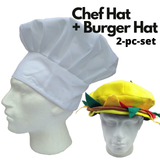 Darrahopens Occasions > Costumes 2pcs Set Chefs Hat Baker Cap + Burger Hat Funny Halloween Costume Party Accessory