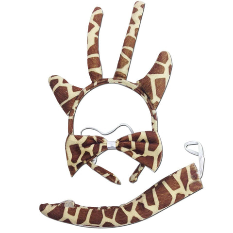 Darrahopens Occasions > Costumes 3pcs Set Animal Costume Dress Up Party Bow Tie Tail Ears Book Week - Giraffe
