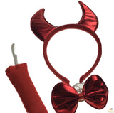 Darrahopens Occasions > Costumes 3pcs Set Animal Costume Dress Up Party Bow Tie Tail Ears Book Week - Red Devil