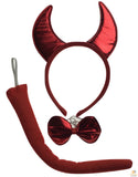 Darrahopens Occasions > Costumes 3pcs Set Animal Costume Dress Up Party Bow Tie Tail Ears Book Week - Red Devil