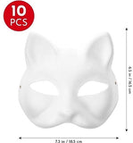 Darrahopens Occasions > Costumes > Costumes & Accessories 10 Paintable Cat Masks - DIY Animal Costume Masks - White Masks - Half-Used for Masquerade - Halloween - Cosplay Masks for Kids - Party Costume Supplies