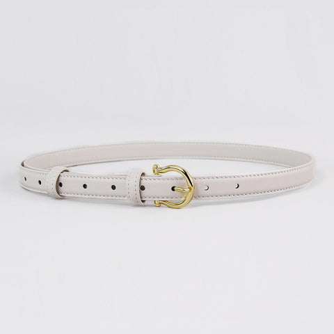 Darrahopens Occasions > Costumes > Costumes & Accessories 100CM White Elegant French Gold Buckle Genuine Leather Belt - Luxurious Lightweight Women's Waist Belt