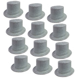 Darrahopens Occasions > Costumes > Costumes & Accessories 12x GLITTER TOP HAT Fancy Party Plastic Costume Tall Cap Fun Dress Up BULK - Silver