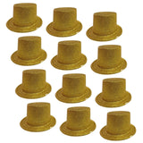 Darrahopens Occasions > Costumes > Costumes & Accessories 12x GLITTER TOP HAT Fancy Party Plastic Costume Tall Cap Fun Dress Up BULK - Yellow/Gold
