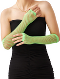 Darrahopens Occasions > Costumes > Costumes & Accessories 12x Long Elbow Length Fishnet Gloves Fingerless 70s 80s Womens Costume Party Bulk in Fluro Green