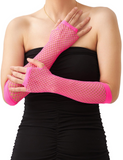 Darrahopens Occasions > Costumes > Costumes & Accessories 12x Long Elbow Length Fishnet Gloves Fingerless 70s 80s Womens Costume Party Bulk in Hot Pink