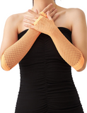 Darrahopens Occasions > Costumes > Costumes & Accessories 12x Long Elbow Length Fishnet Gloves Fingerless 70s 80s Womens Costume Party Bulk in Orange