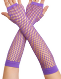 Darrahopens Occasions > Costumes > Costumes & Accessories 12x Long Elbow Length Fishnet Gloves Fingerless 70s 80s Womens Costume Party Bulk in Purple