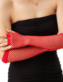Darrahopens Occasions > Costumes > Costumes & Accessories 12x Long Elbow Length Fishnet Gloves Fingerless 70s 80s Womens Costume Party Bulk in Red