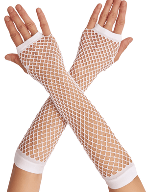 Darrahopens Occasions > Costumes > Costumes & Accessories 12x Long Elbow Length Fishnet Gloves Fingerless 70s 80s Womens Costume Party Bulk in White
