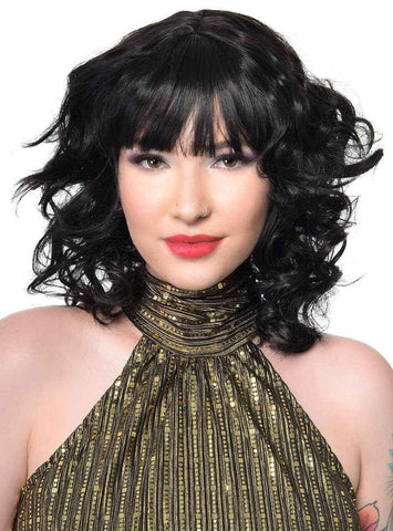 Darrahopens Occasions > Costumes > Costumes & Accessories 1970s Shag Style Womens Black Costume Wig with Fringe