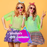 Darrahopens Occasions > Costumes > Costumes & Accessories 1980s Neon Party Costume Set for Women Girls Retro Theme Outfit Accessories 1PCS