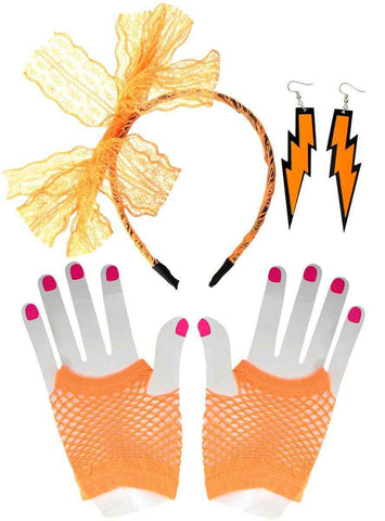 Darrahopens Occasions > Costumes > Costumes & Accessories 1980s Orange 3 Piece Costume Accessory Set