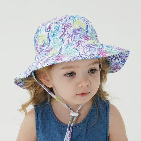 Darrahopens Occasions > Costumes > Costumes & Accessories 2-Pack Purple Flower Pattern Kids Sun Hat and Travel Beach Fisherman Cap(M Size for Head Circumference 52-54) - Breathable UV Protection Cap